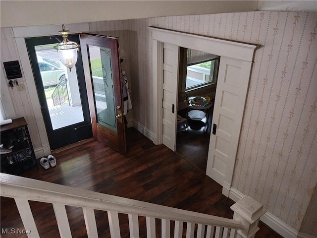 636 4th St, Marietta, OH 45750 - entrance foyer with dark wood-style floors, healthy amount of natural light, and baseboards