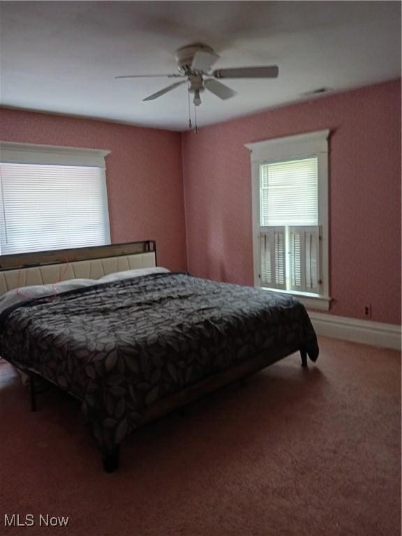 636 4th St, Marietta, OH 45750 - bedroom with carpet and ceiling fan