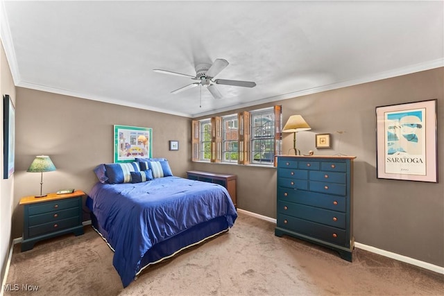 19901 Van Aken Blvd Unit 7, Shaker Heights, OH 44122 - carpeted bedroom with baseboards, ornamental molding, and a ceiling fan