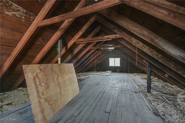 view of unfinished attic