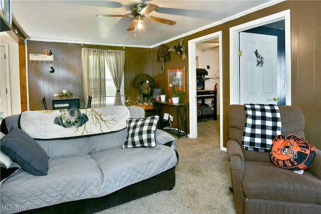 3122 Mccleary Jacoby Rd, Cortland, OH 44410 - bedroom with carpet floors, crown molding, and wood walls