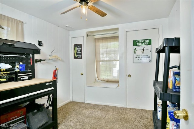 3122 Mccleary Jacoby Rd, Cortland, OH 44410 - home office featuring carpet floors and a ceiling fan