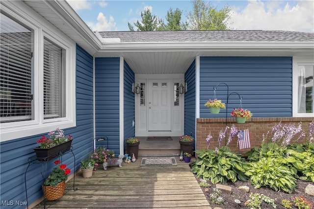 1060 S Watkins Rd, Alexandria, OH 43001 - property entrance with a shingled roof and brick siding