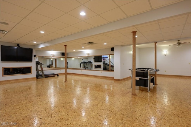 6240 Tim Dr, Wadsworth, OH 44281 - workout area with a paneled ceiling and baseboards