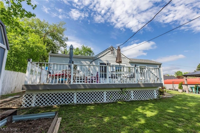 2229 41st St NW, Canton, OH 44709 - rear view of house with a wooden deck