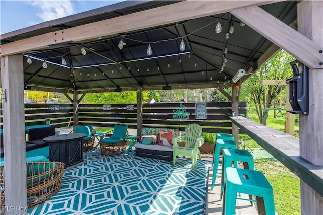 2229 41st St NW, Canton, OH 44709 - view of patio featuring a gazebo, outdoor lounge area, and fence
