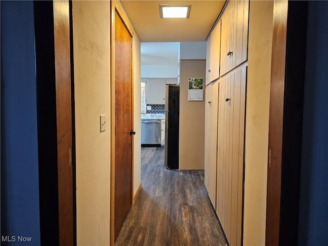 164 W High St, New Concord, OH 43762 - corridor featuring dark wood finished floors