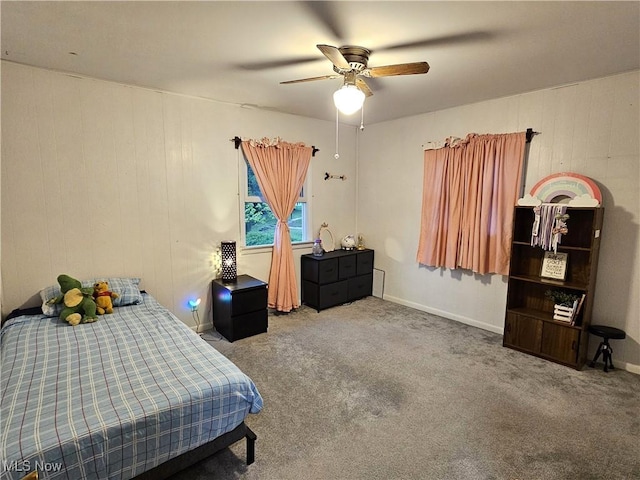 164 W High St, New Concord, OH 43762 - bedroom with carpet flooring, a ceiling fan, and baseboards