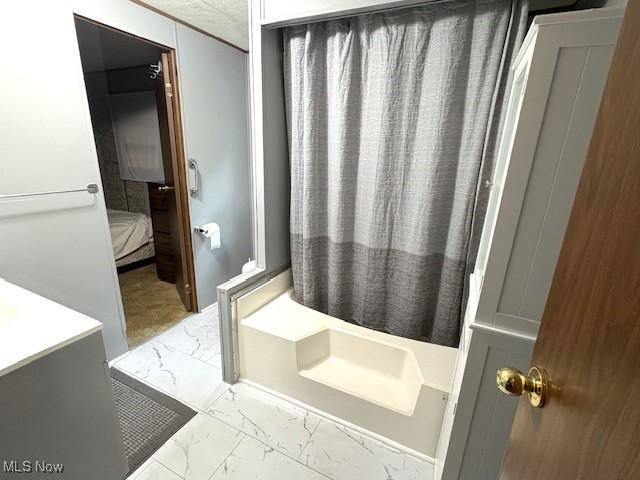 38722 State Route 518th Rd, Lisbon, OH 44432 - full bath with marble finish flooring and vanity