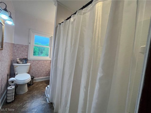 9355 Dozer Ridge Rd, Blue Rock, OH 43720 - bathroom with toilet and brick wall