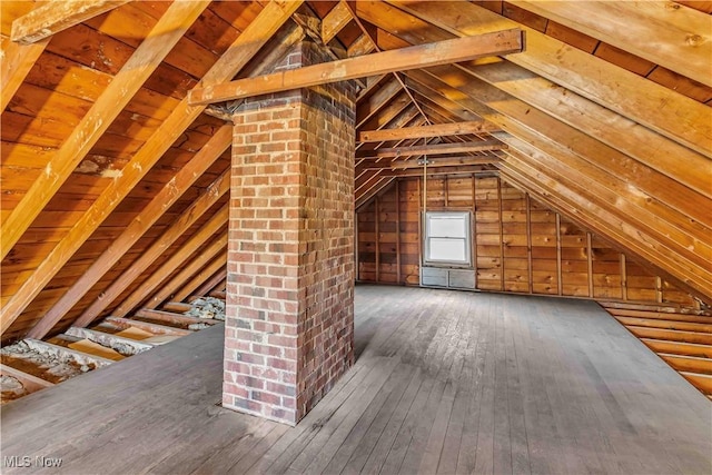 view of unfinished attic
