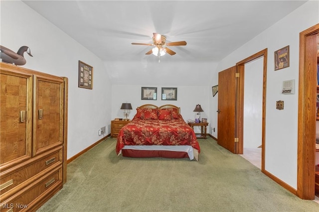 359 Boyce Dr, Chester, WV 26034 - bedroom featuring carpet flooring, lofted ceiling, a ceiling fan, and baseboards