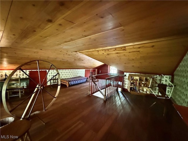 6859 Fairground Blvd, Canfield, OH 44406 - additional living space featuring wooden ceiling, wood-type flooring, and lofted ceiling
