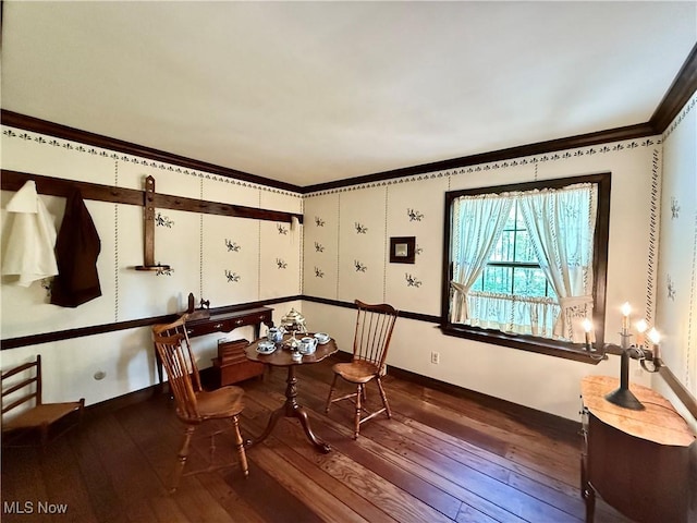 6859 Fairground Blvd, Canfield, OH 44406 - dining space featuring hardwood / wood-style floors, ornamental molding, and baseboards