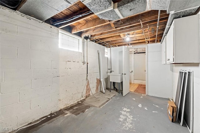 below grade area featuring a sink