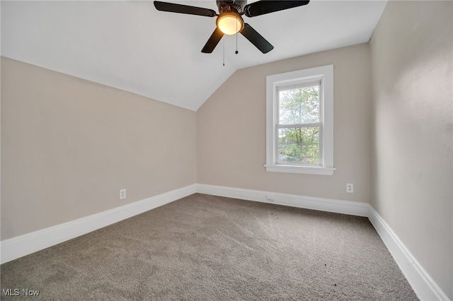 3692 E 118th St, Cleveland, OH 44105 - additional living space with carpet, lofted ceiling, a ceiling fan, and baseboards
