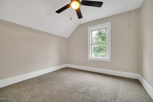 3692 E 118th St, Cleveland, OH 44105 - additional living space featuring carpet floors, lofted ceiling, baseboards, and a ceiling fan