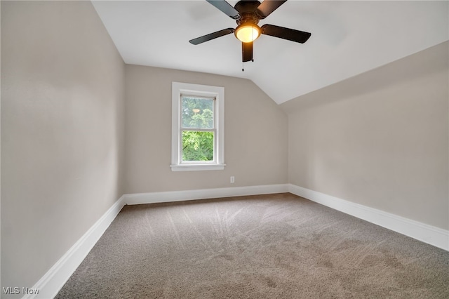 3692 E 118th St, Cleveland, OH 44105 - bonus room with carpet, lofted ceiling, ceiling fan, and baseboards
