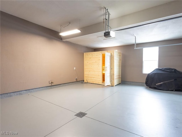 garage with a garage door opener