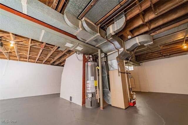 459 N Osborn Ave, Youngstown, OH 44509 - unfinished basement featuring gas water heater and heating unit