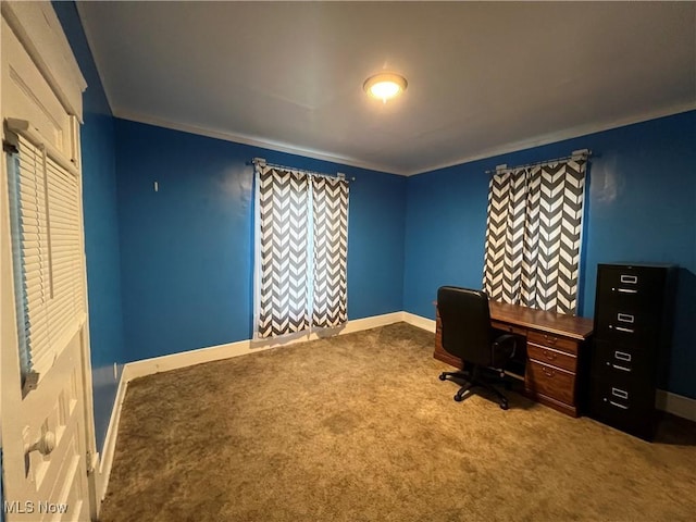 1315 18th St SW, Canton, OH 44706 - unfurnished office with carpet flooring, baseboards, and ornamental molding