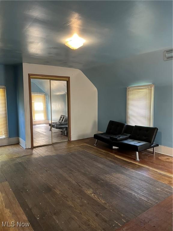 1315 18th St SW, Canton, OH 44706 - sitting room with hardwood / wood-style flooring, vaulted ceiling, and baseboards