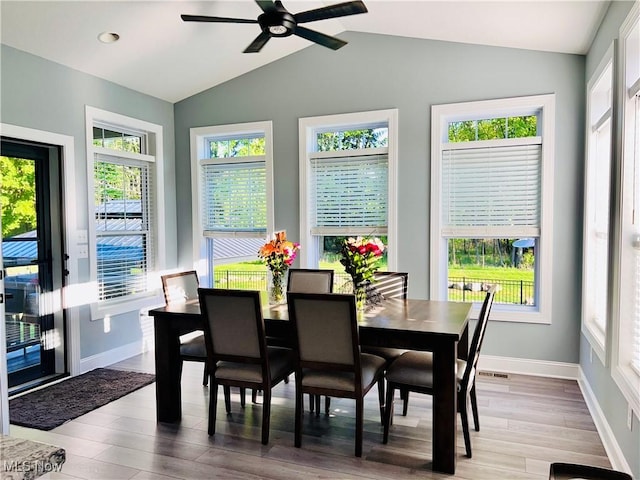 341 Cherry Rdg, Tallmadge, OH 44278 - dining area with plenty of natural light, lofted ceiling, wood finished floors, and baseboards