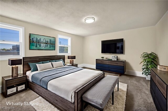 bedroom featuring baseboards and carpet