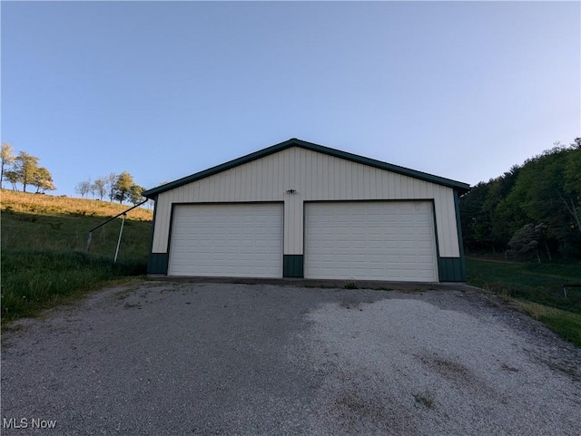 view of detached garage