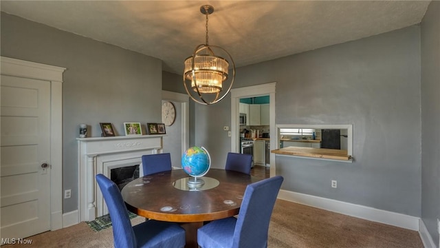 1200 Blaine Ave, Cambridge, OH 43725 - carpeted dining room with a chandelier and baseboards