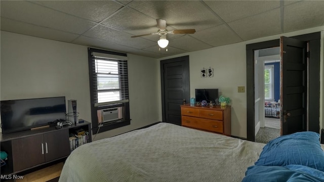 1200 Blaine Ave, Cambridge, OH 43725 - bedroom featuring cooling unit, a drop ceiling, and ceiling fan
