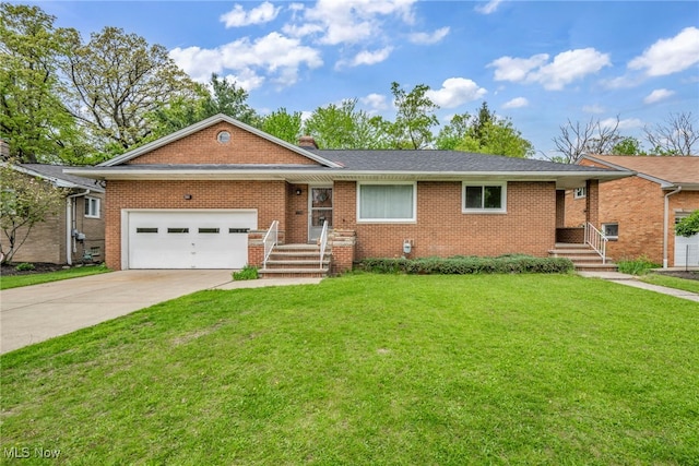 4422 Forest Hills Blvd, Parma, OH 44134 - view of front of property with brick siding, an attached garage, concrete driveway, and a front yard