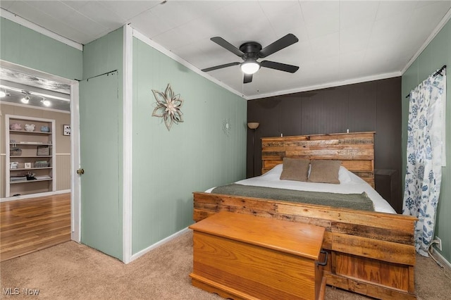 1439 Township Road 593, Ashland, OH 44805 - carpeted bedroom with crown molding, a ceiling fan, and baseboards
