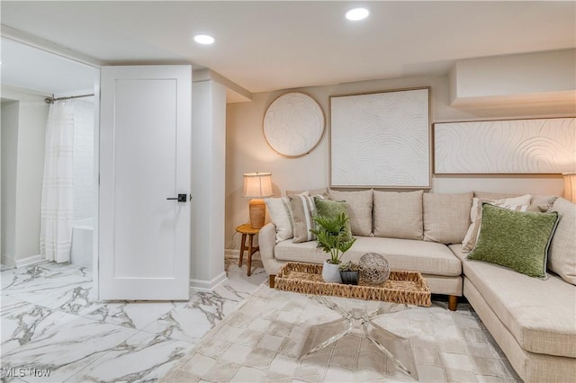 2332 Allison Rd, University Heights, OH 44118 - living room featuring recessed lighting, baseboards, and marble finish floors