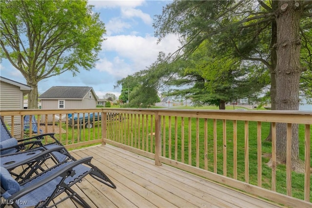deck with a yard