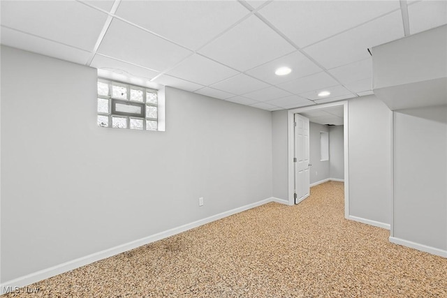 1254 Delos St, Akron, OH 44306 - below grade area with recessed lighting, baseboards, and a drop ceiling