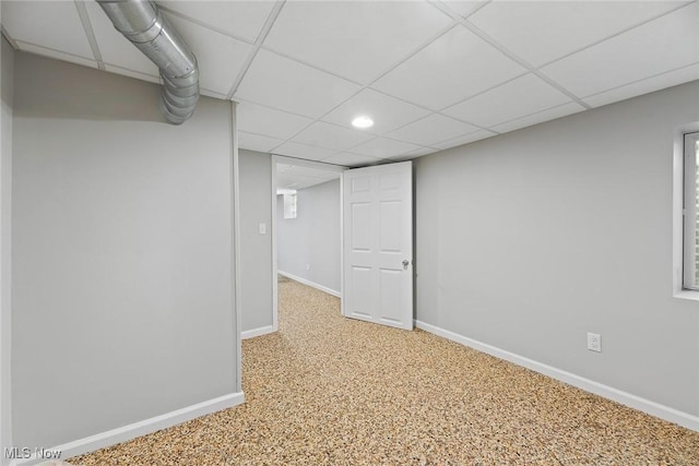 1254 Delos St, Akron, OH 44306 - finished basement featuring baseboards, recessed lighting, and a paneled ceiling