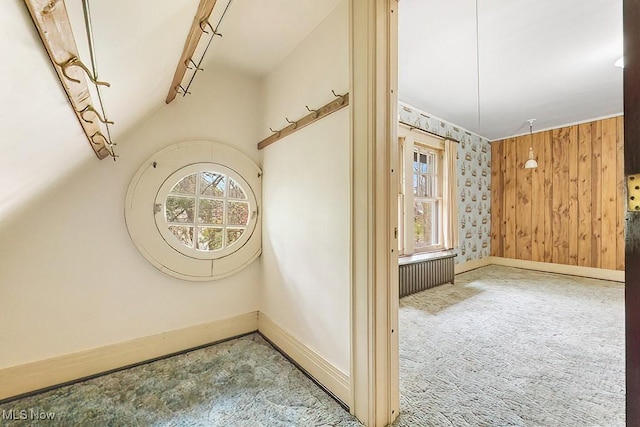 245 Merriman Rd, Akron, OH 44303 - hall featuring carpet, baseboards, and radiator heating unit