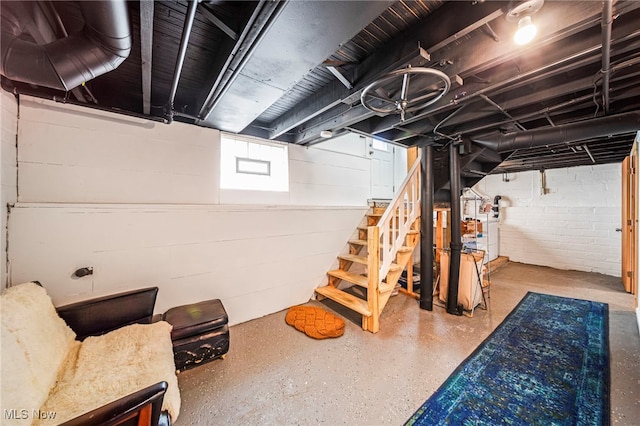 below grade area featuring stairway