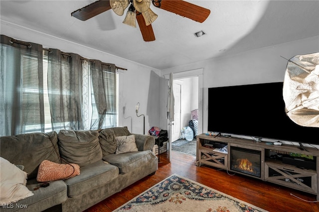 132 Irondale St, Elyria, OH 44035 - living area featuring a ceiling fan and wood finished floors