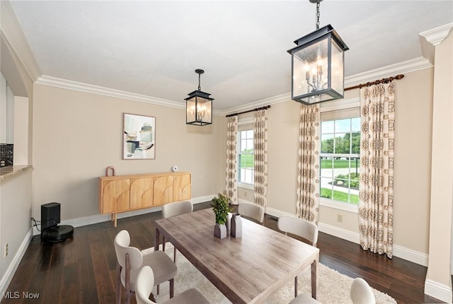1152 Terraho Dr, Salem, OH 44460 - dining room with a chandelier, wood-type flooring, crown molding, and baseboards