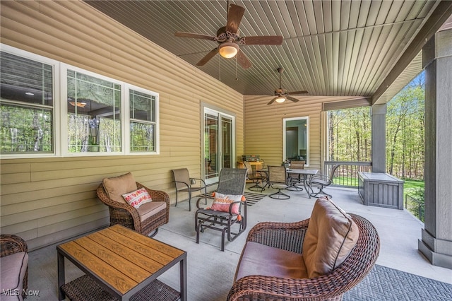 15020 Steelhead Run, Chardon, OH 44024 - view of patio / terrace with an outdoor living space, ceiling fan, and outdoor dining area