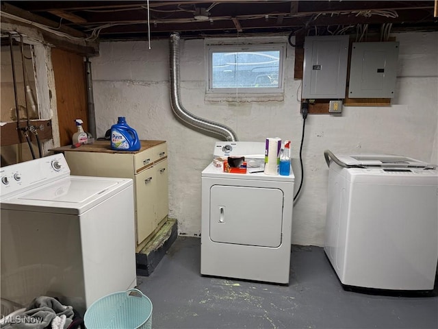 laundry area featuring independent washer and dryer and electric panel