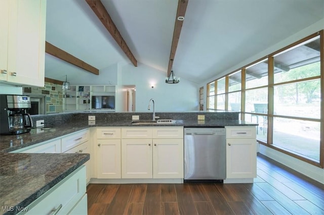 31 Garden Park Dr, Chagrin Falls, OH 44022 - kitchen featuring stainless steel dishwasher, healthy amount of natural light, white cabinets, and a sink