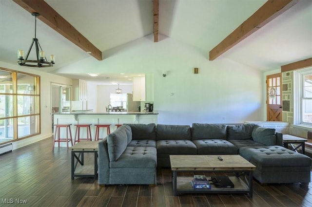 31 Garden Park Dr, Chagrin Falls, OH 44022 - living room featuring a chandelier and dark wood-style flooring