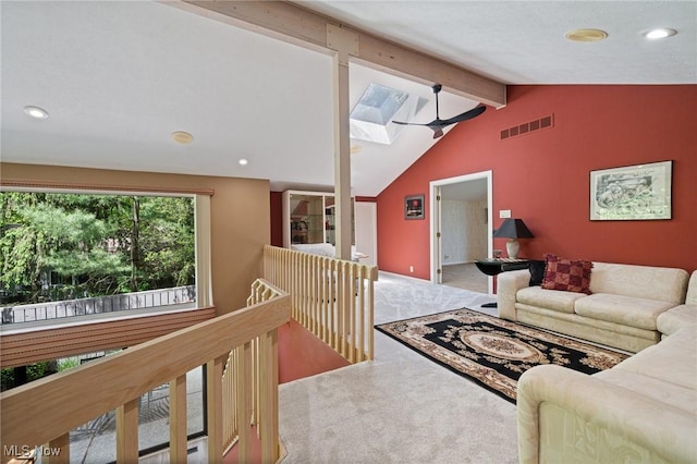 540 Bent Creek Oval, Aurora, OH 44202 - carpeted living area with a skylight and recessed lighting