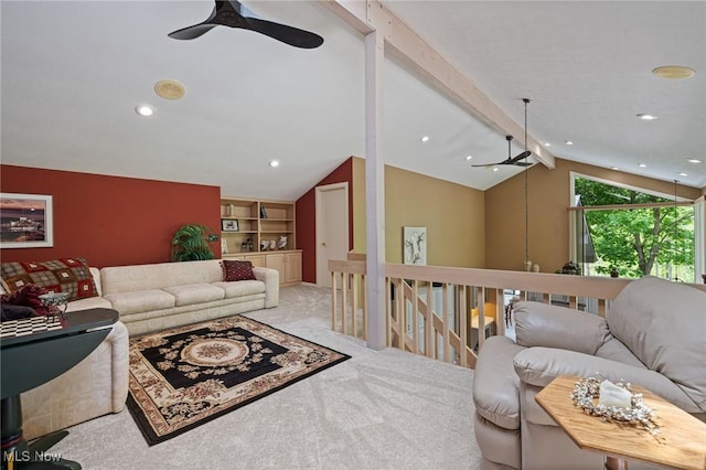 540 Bent Creek Oval, Aurora, OH 44202 - living area featuring ceiling fan, carpet, and recessed lighting