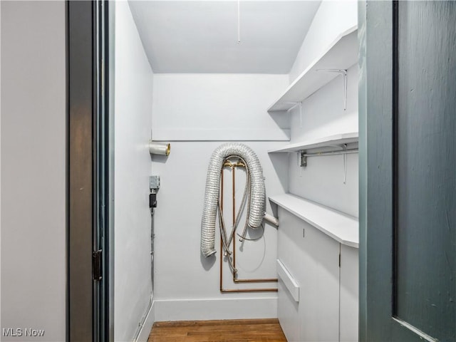 walk in closet featuring wood finished floors