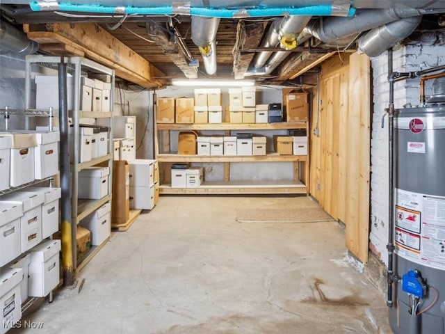 storage area with water heater