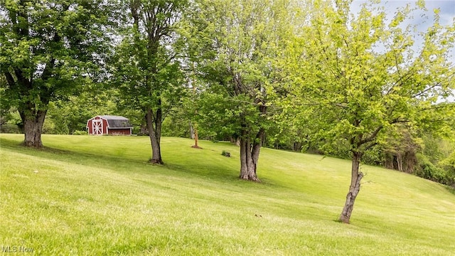 1655 Calder Ridge Rd, Belpre, OH 45714 - view of grassy yard with a barn, an outbuilding, and view of scattered trees
